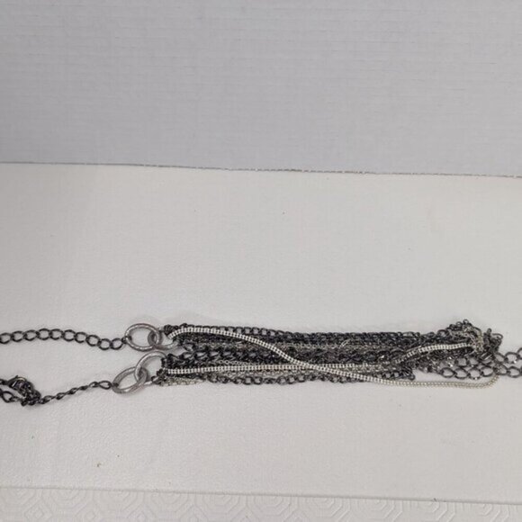 Vintage Multi Strand Silver Tone Statement Chain Necklace - Picture 2 of 7